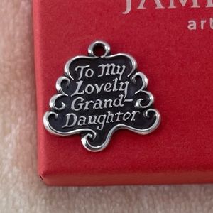 James Avery Retired Sterling Silver To My Lovely Grand-Daughter Charm 3.1 grams